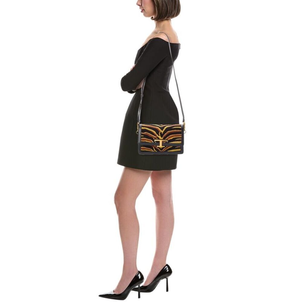Tod’S T Canvas & Timeless Leather Shoulder Bag, Black - Picture 4 of 5
